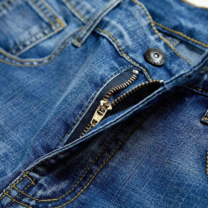 Gray classic fit denim shorts for men, comfortable & versatile casual everyday style.