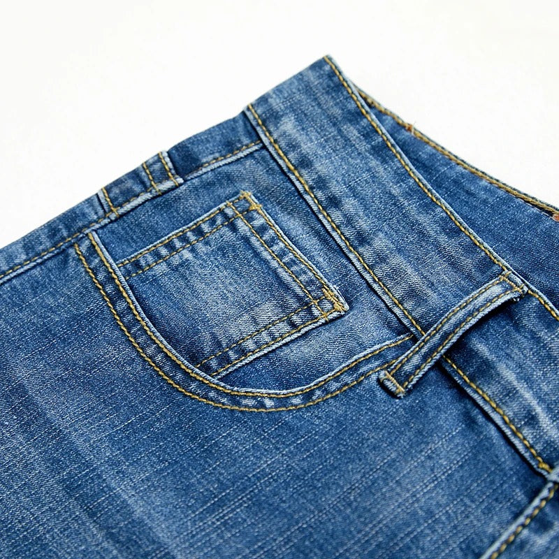 Everyday blue denim shorts for men, classic fit, comfortable for summer wear.