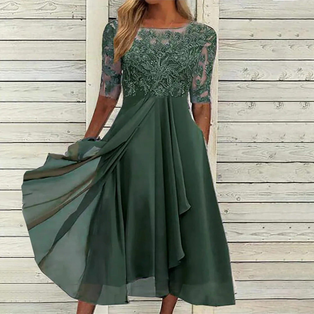 Graceful Women's Amelia Evening Maxi Dress, a flowing long dress ideal for formal parties & special events.