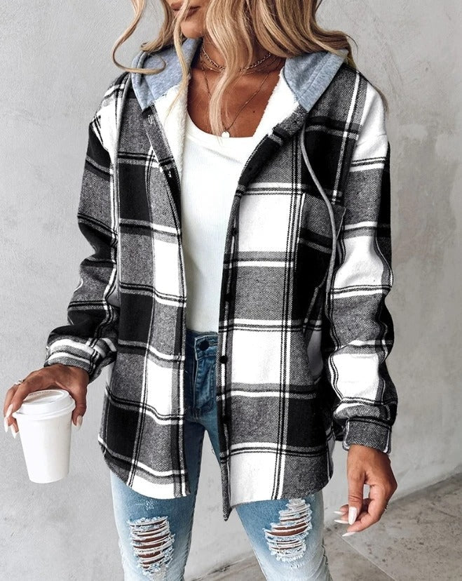 Stylish men's casual button-up flannel shirt jacket, a comfy layering piece for daily wear.