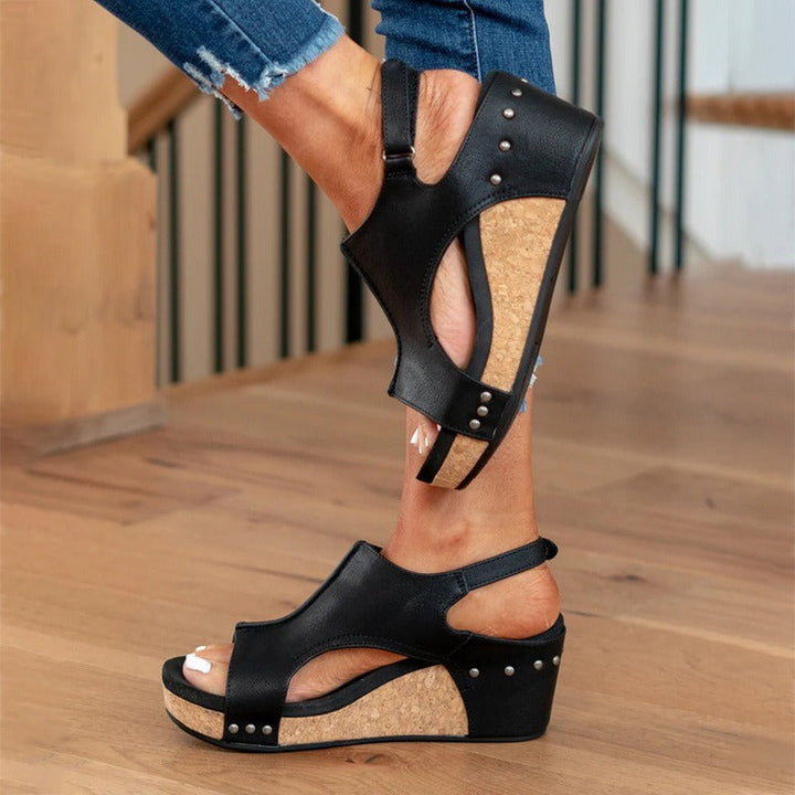 Stylish open-toe women's sandals, elegant footwear perfect for casual summer walking & support.