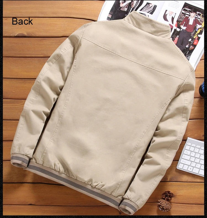 Modern fit men's stylish transitional jacket. Versatile outerwear, perfect for spring, fall, and casual men's fashion.