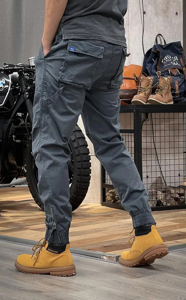 Khaki women's stretch cargo pants, utility style for comfort, casual wear & outdoor fashion.