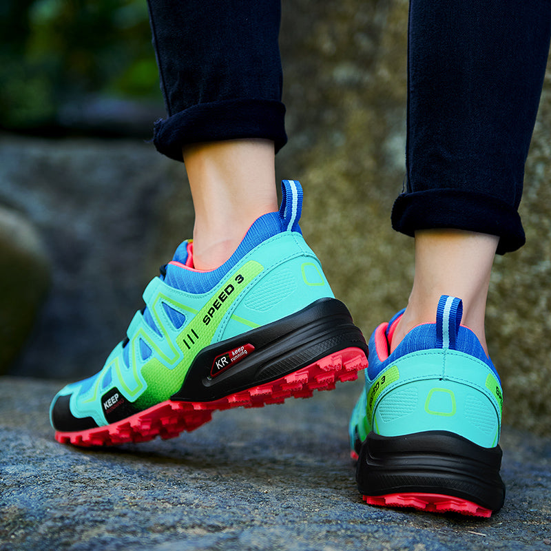 Performance women's lightweight trail shoes, ensuring comfort & slip resistance on hikes.