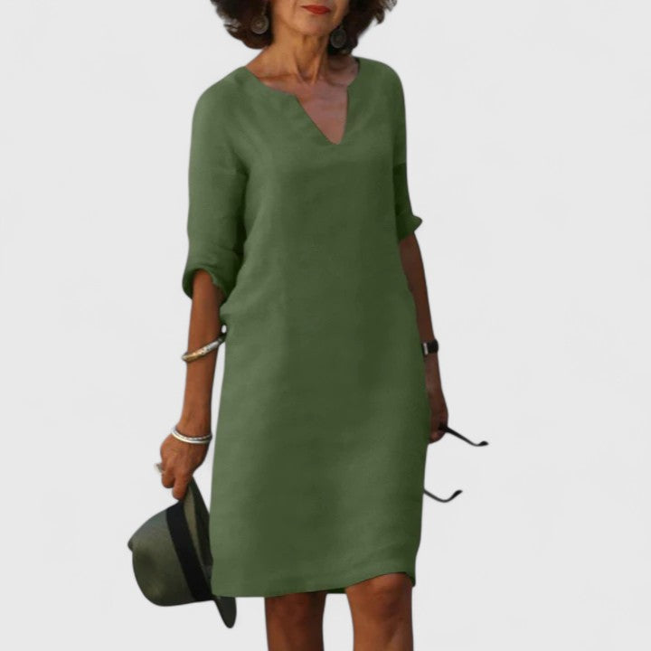 Elegant & versatile women's V-neck dress, comfortable for any occasion, a fashion essential.