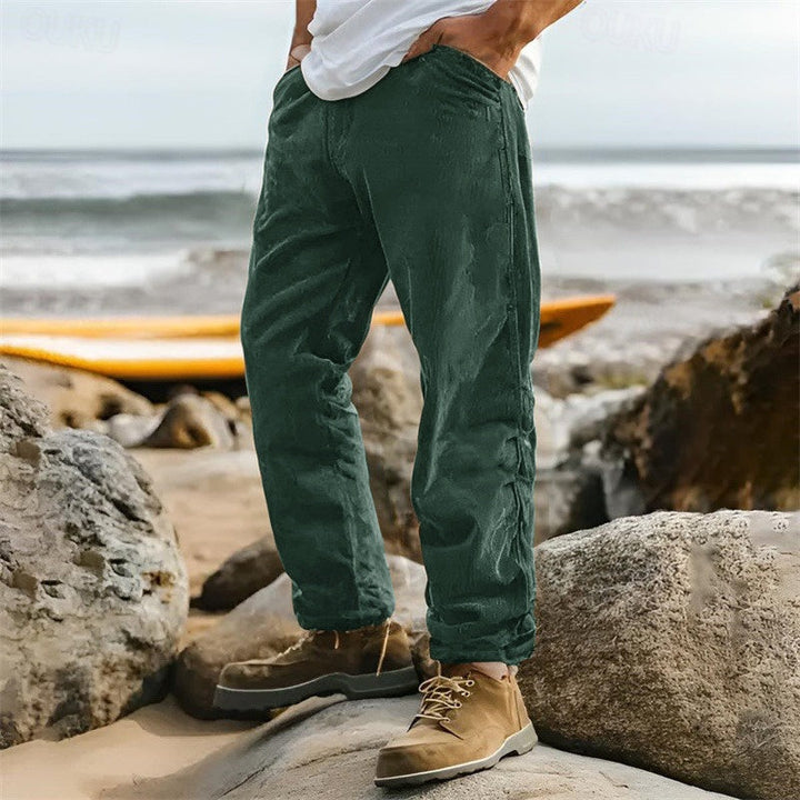 Men's textured straight leg casual pants, perfect for versatile everyday wear & modern smart casual style.