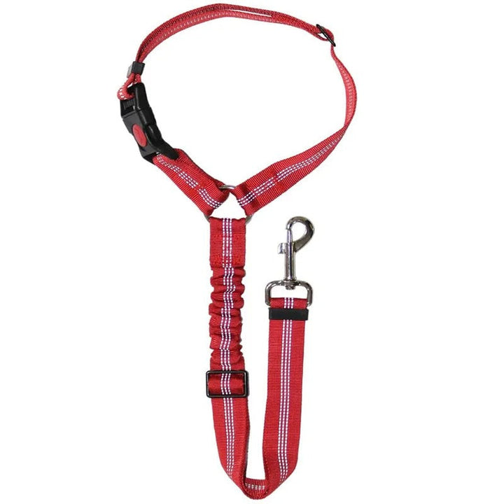 Dog car safety belt, adjustable with 360-degree swivel clip, black color, fits all car types, ensures pet comfort and securit