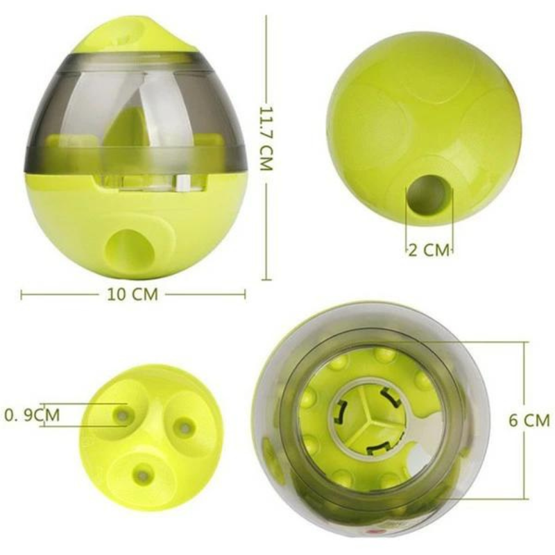 Engaging dog treat dispenser ball. Promotes active play, physical exercise & mental stimulation for happy, healthy dogs.