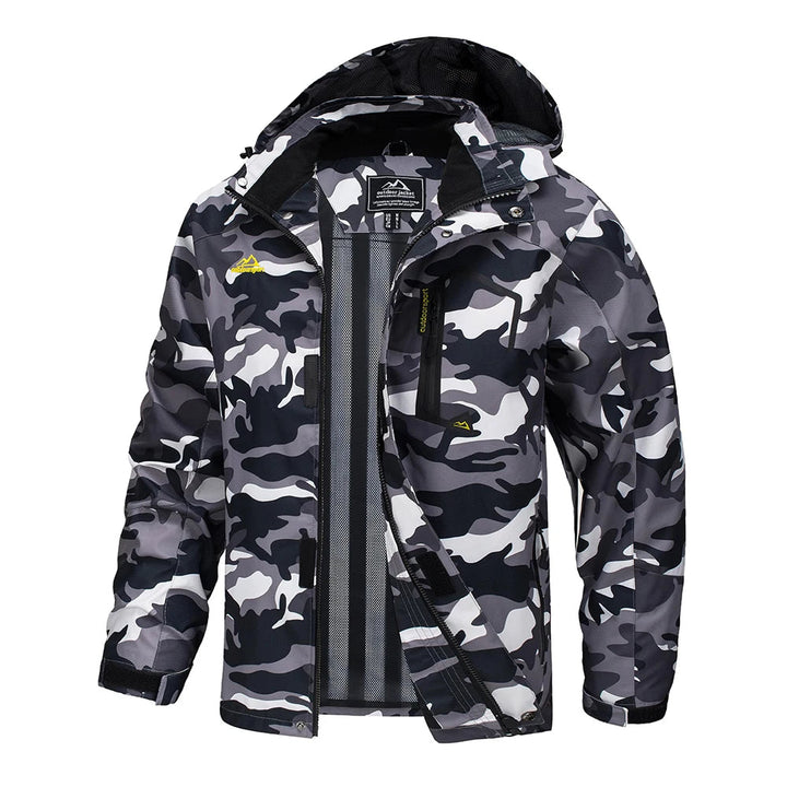 Men's hooded rain jacket, lightweight windbreaker for cycling, active outdoor sports & travel.