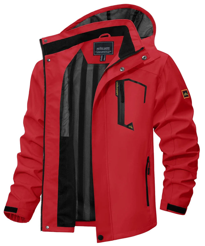 All-season men's lightweight hooded rain jacket, perfect outerwear for changeable weather & hiking.