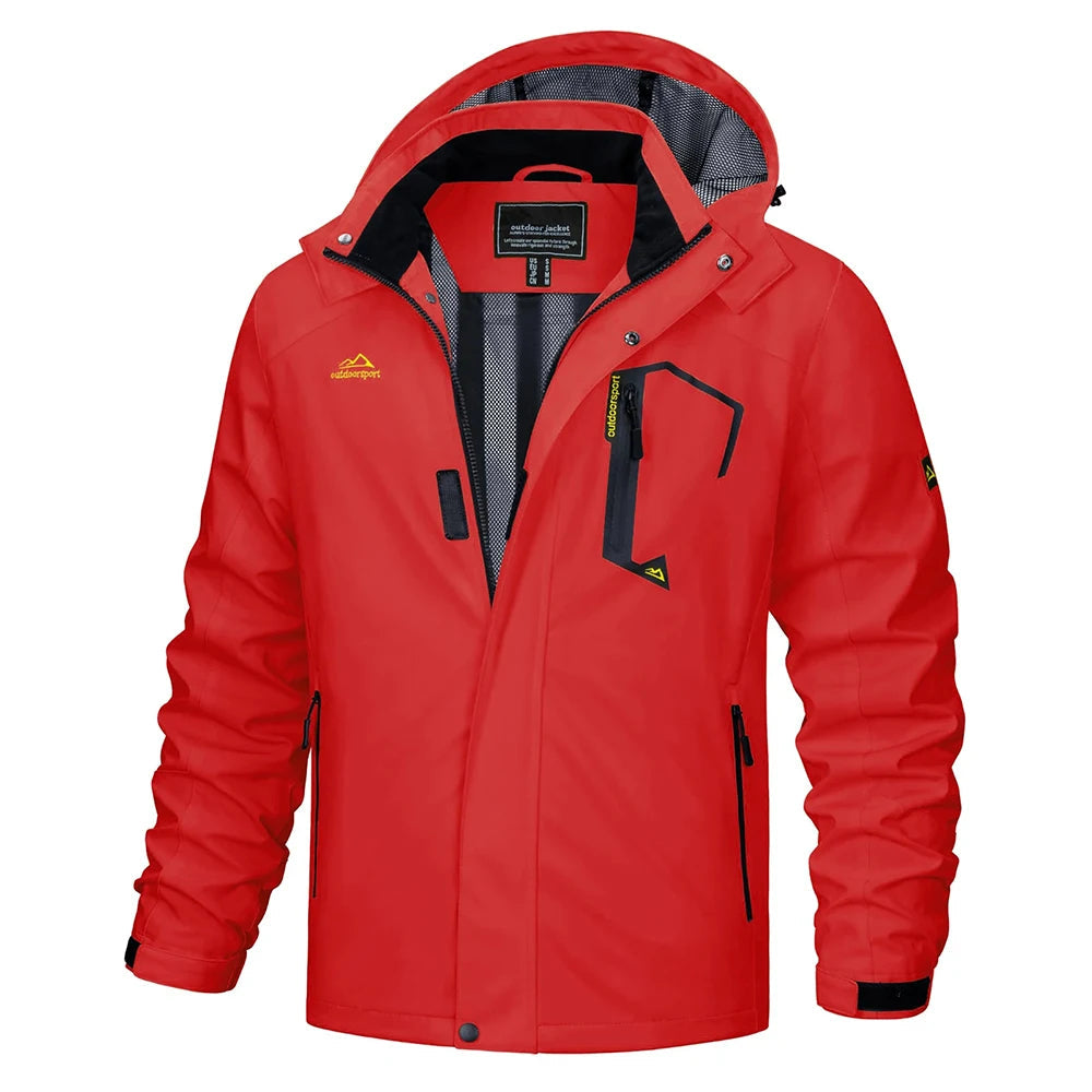 Versatile men's lightweight rain jacket, a hooded windbreaker for hiking, travel & daily wear.