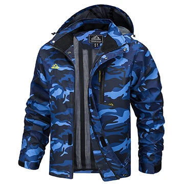 Performance men's lightweight hooded rain jacket, water-resistant activewear for any outdoor adventure.