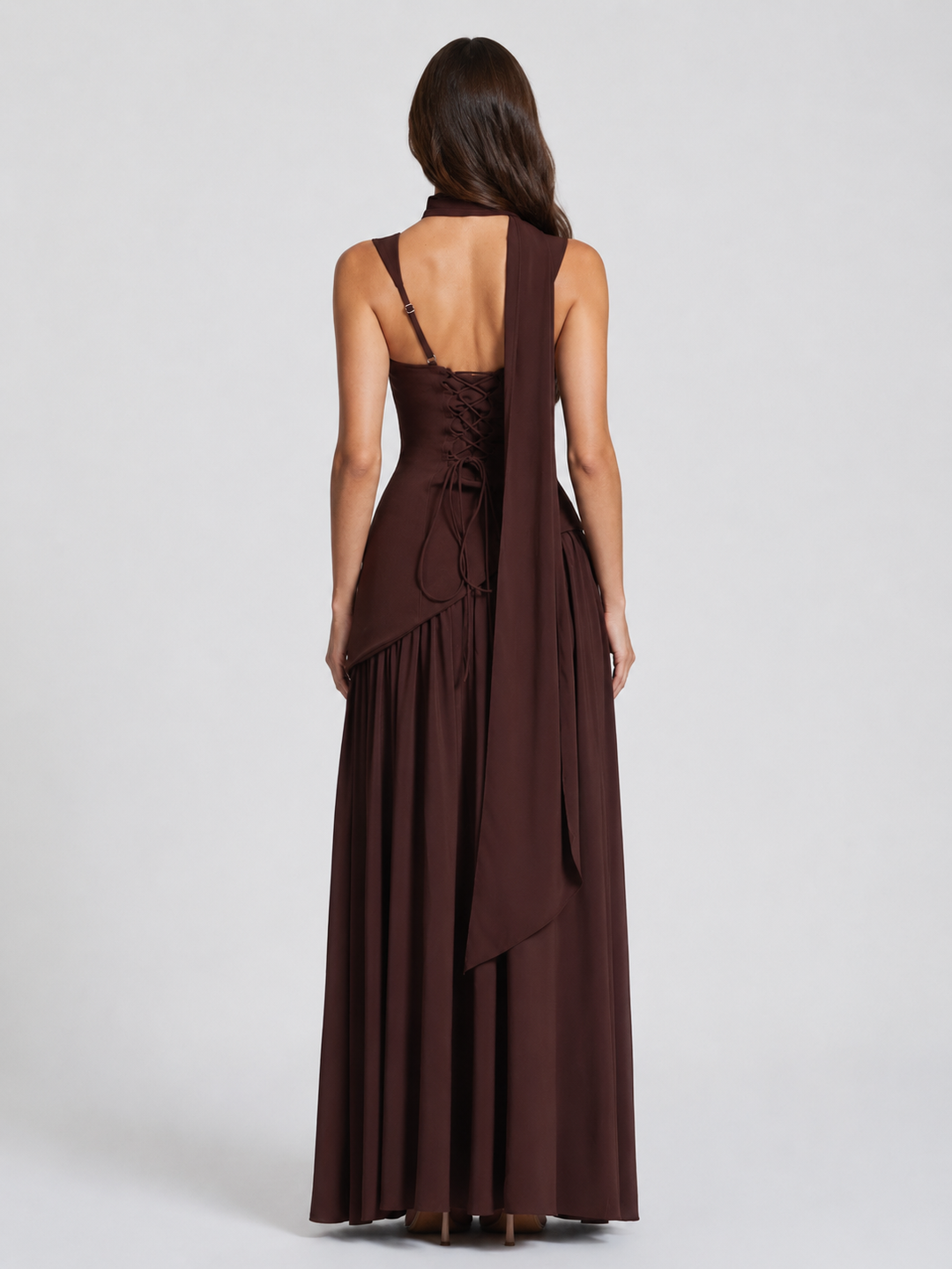 Soft, flowy women's draped maxi dress, offering ultimate comfort and chic summer fashion style.