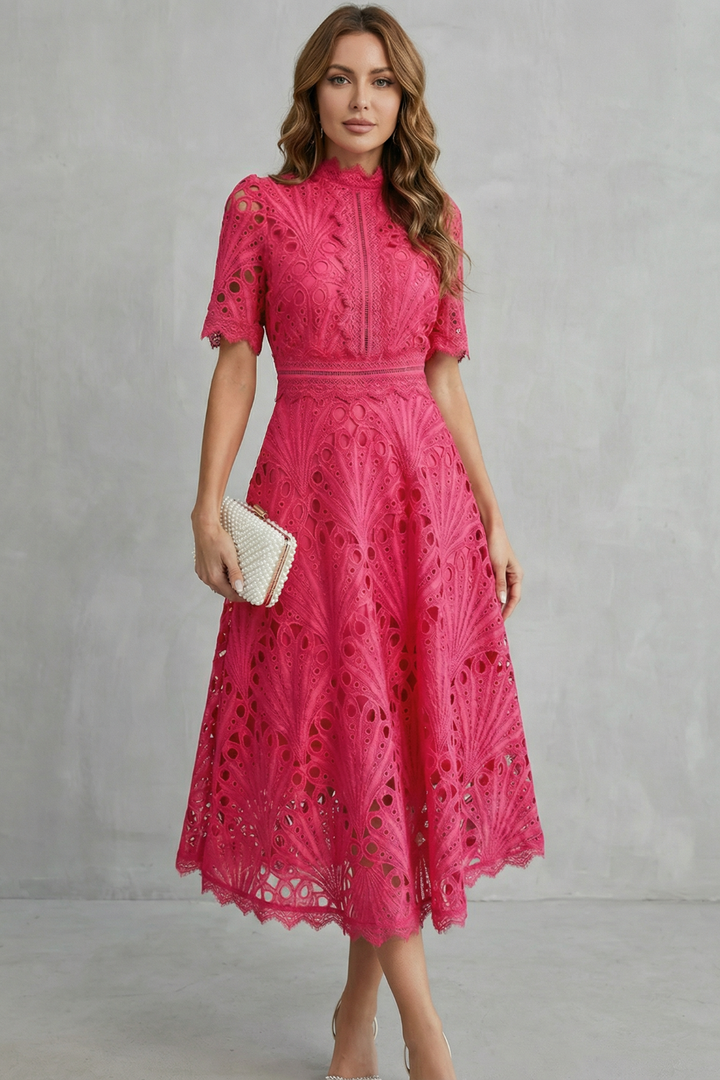 Chic women's midi dress, an elegant choice for wedding guests, summer formal events, or cocktail parties.