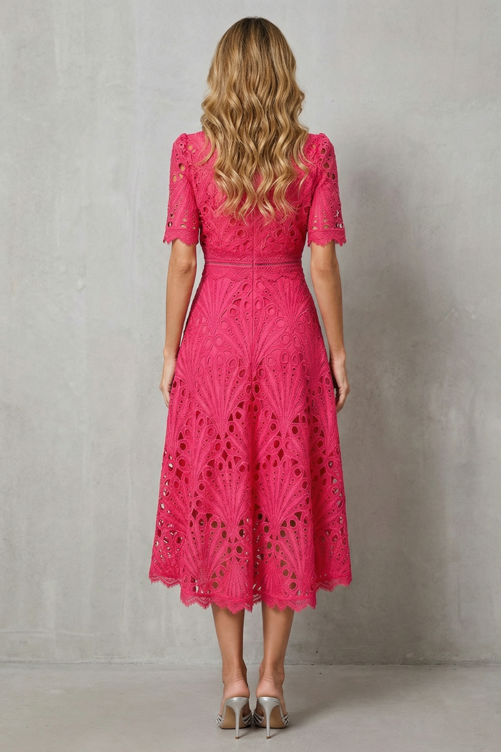 Versatile white women's midi dress, flattering for wedding guests, summer events, and formal occasions.