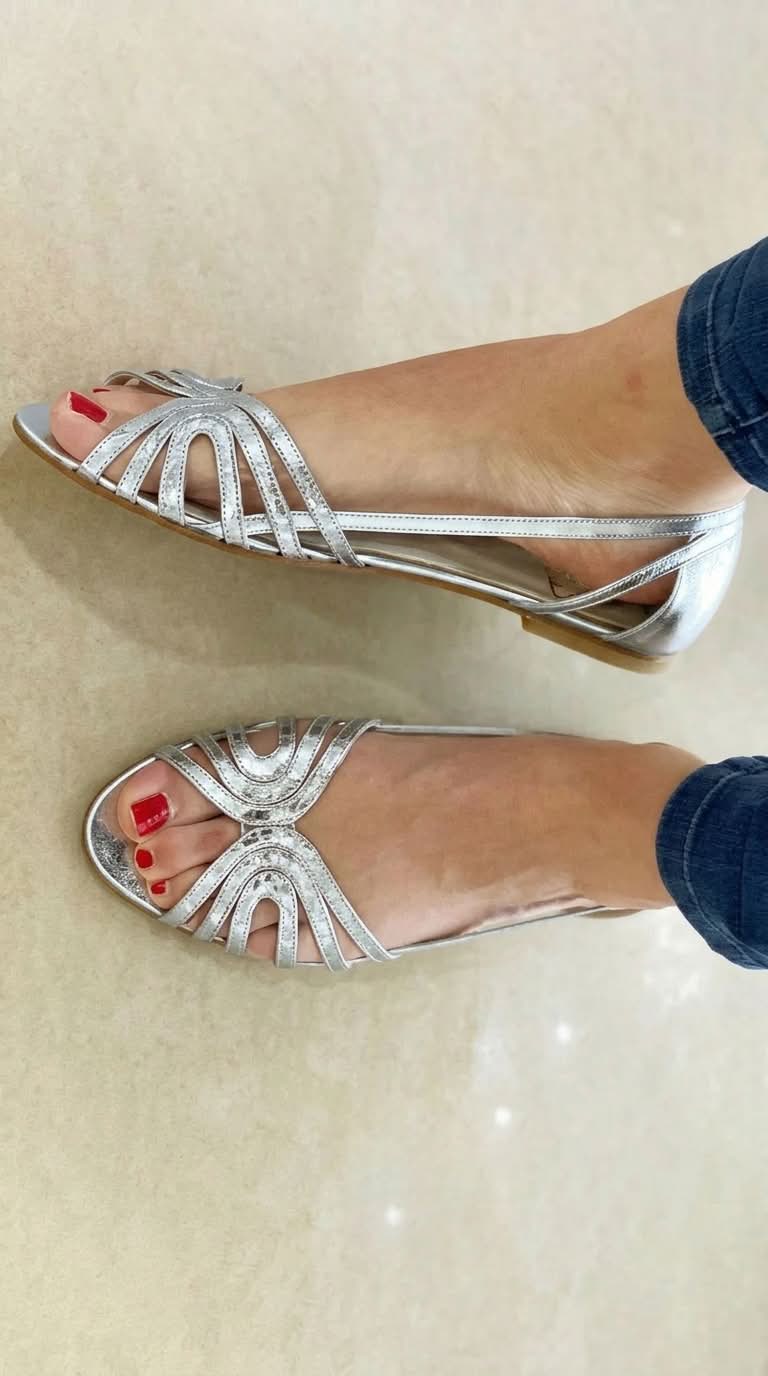 Comfortable golden slip-on sandals for women, ideal for casual chic summer outfits & elegant holiday wear.
