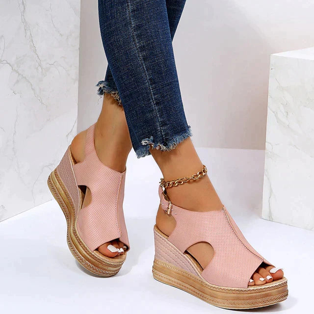 Versatile black platform sandals, women's elegant summer footwear, comfortable for day or night.