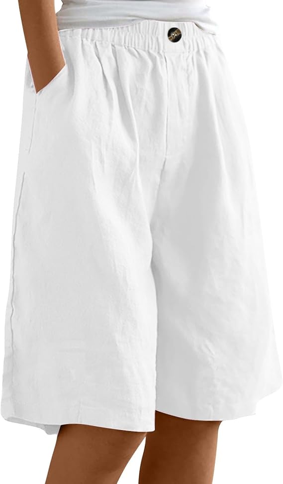 Soft & comfortable women's summer shorts, relaxed fit with elastic waist, perfect for warm weather and leisure.