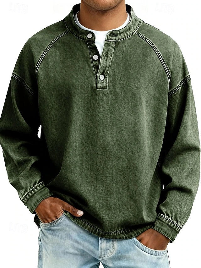 Vintage long sleeve men's shirt, offering a casual retro look for classic everyday style.