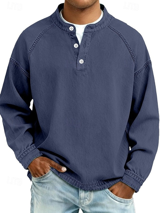 Comfortable men's vintage long sleeve shirt, essential for casual & retro fashion.
