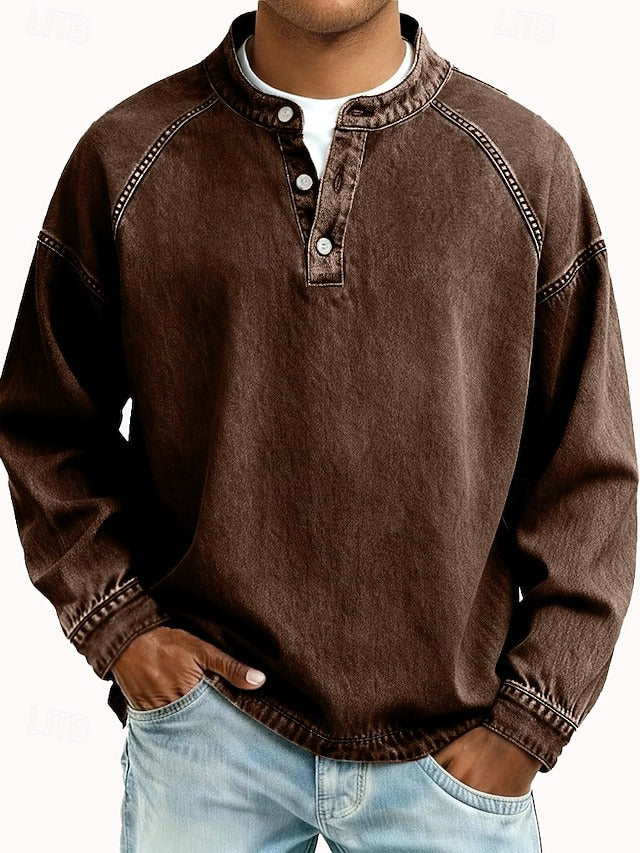 Men's casual long sleeve shirt, vintage style for everyday fashion & comfort.