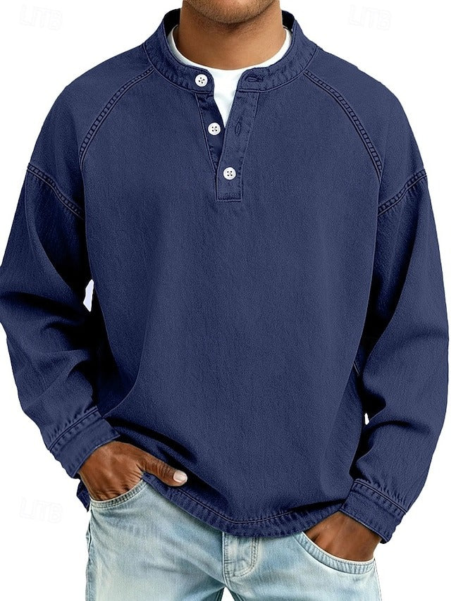 Men's vintage long sleeve shirt, casual and comfortable for classic everyday fashion.