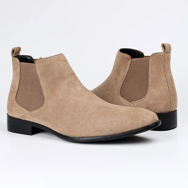 Comfortable men's pull-on Chelsea boots. Sleek ankle design for versatile casual and dress men's fashion.