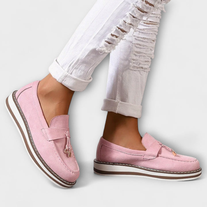 Comfortable camel women's classic slip-on loafers, ideal for versatile everyday wear and sustainable style.