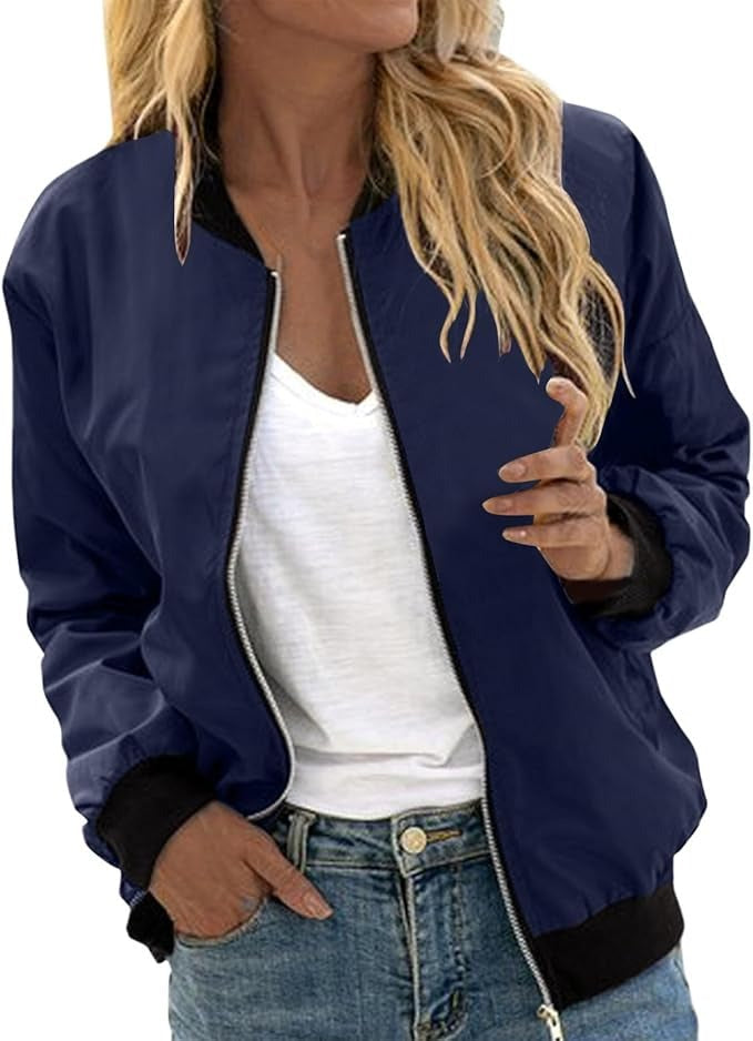 Versatile women's floral print bomber jacket, ideal for stylish spring and fall casual outfits.