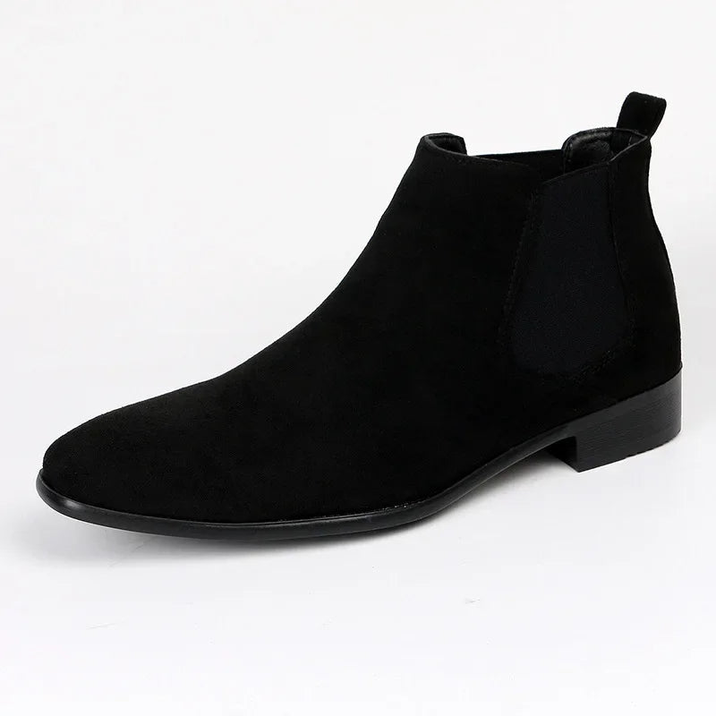 Classic men's pull-on Chelsea boots. Comfortable ankle boots with a stylish pointed toe for everyday wear.