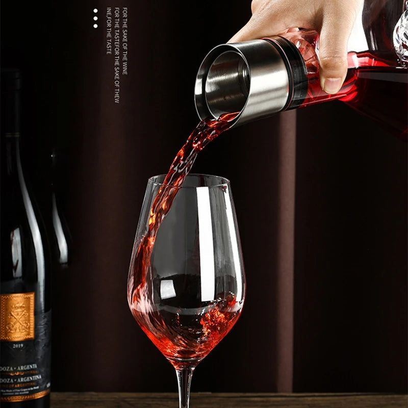 Premium crystal decanter featuring 12-channel aeration & built-in filter, ideal for red wine aeration & purification.