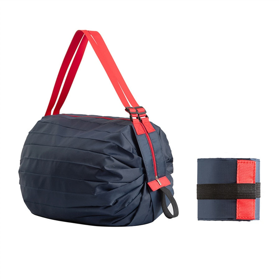 Compact & foldable women's tote bag for easy storage, perfect for large grocery hauls or travel needs.