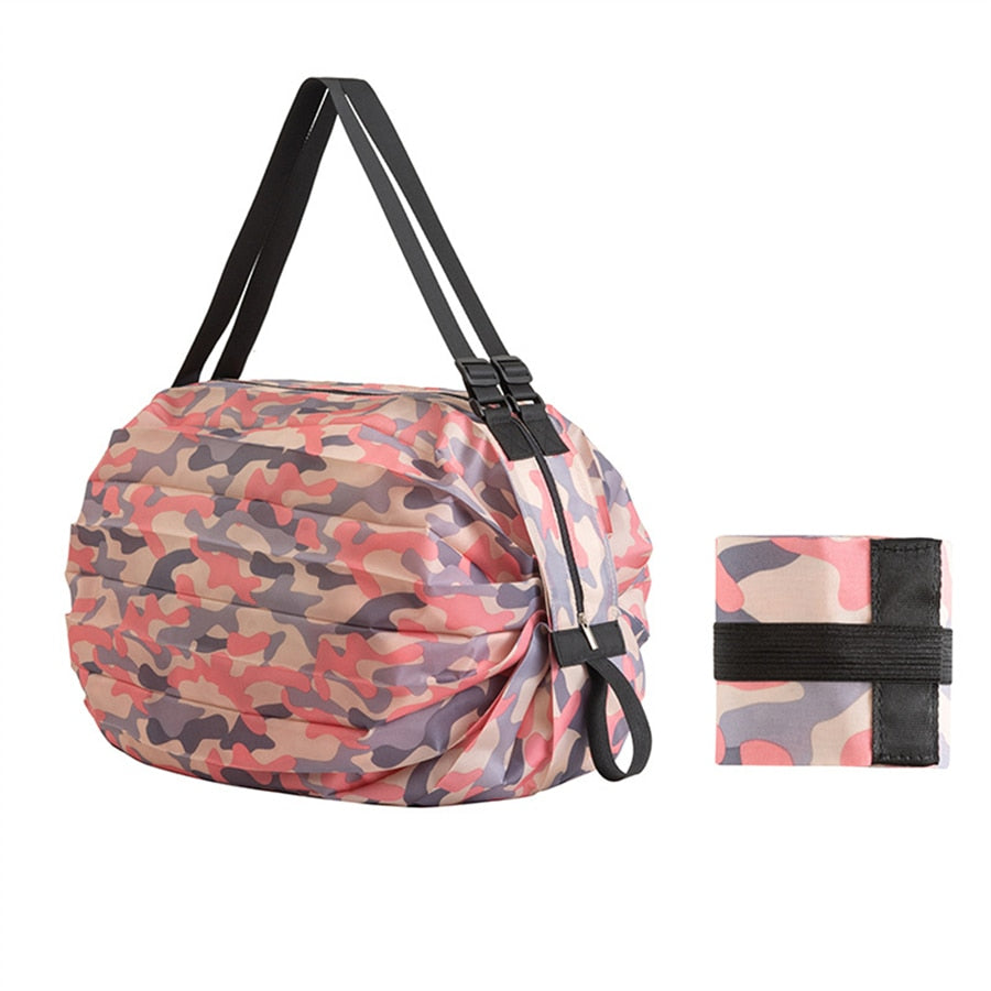 Versatile women's foldable shopping and grocery tote bag; durable Oxford material, great for travel.