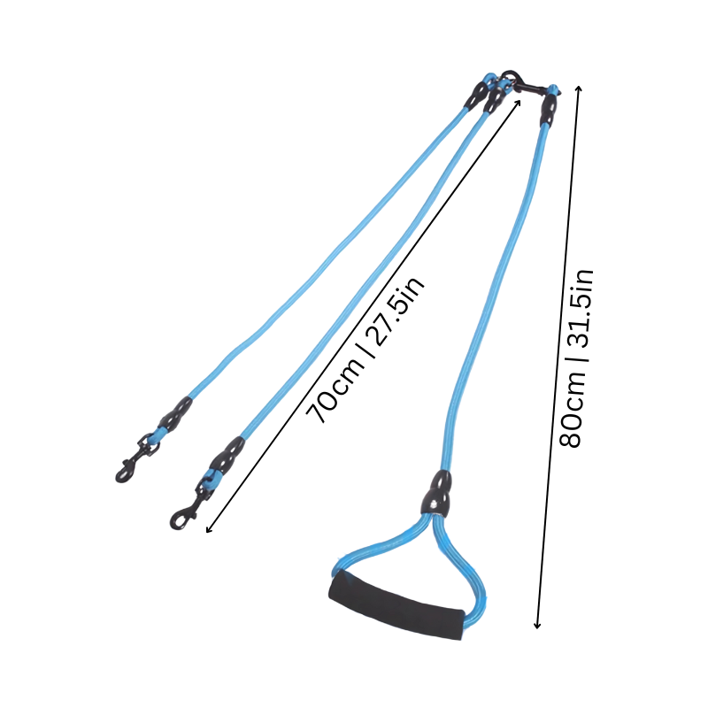 Unisex DuoGrip dual dog leash, black. Perfect for multi-dog walking, tangle-free design for two pets.