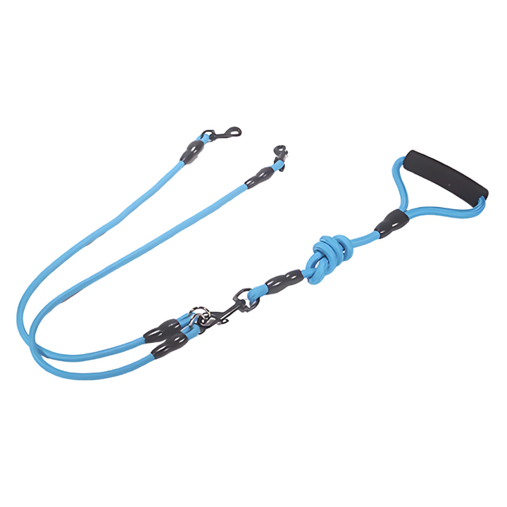 Easy-control DuoGrip dual dog leash, ideal for secure, tangle-free walks with two pets. Great for dog training.