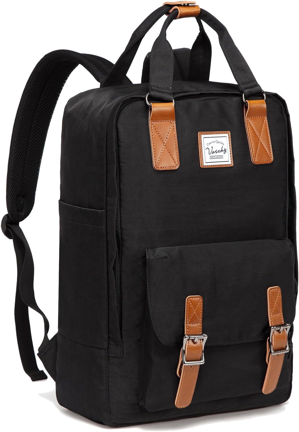 Professional using the water-resistant 15.6 inch laptop backpack for organized and stylish daily commute.