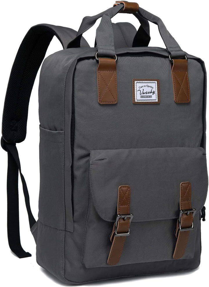 Back view of the ergonomic 15.6 inch laptop backpack, designed for comfort and durability.