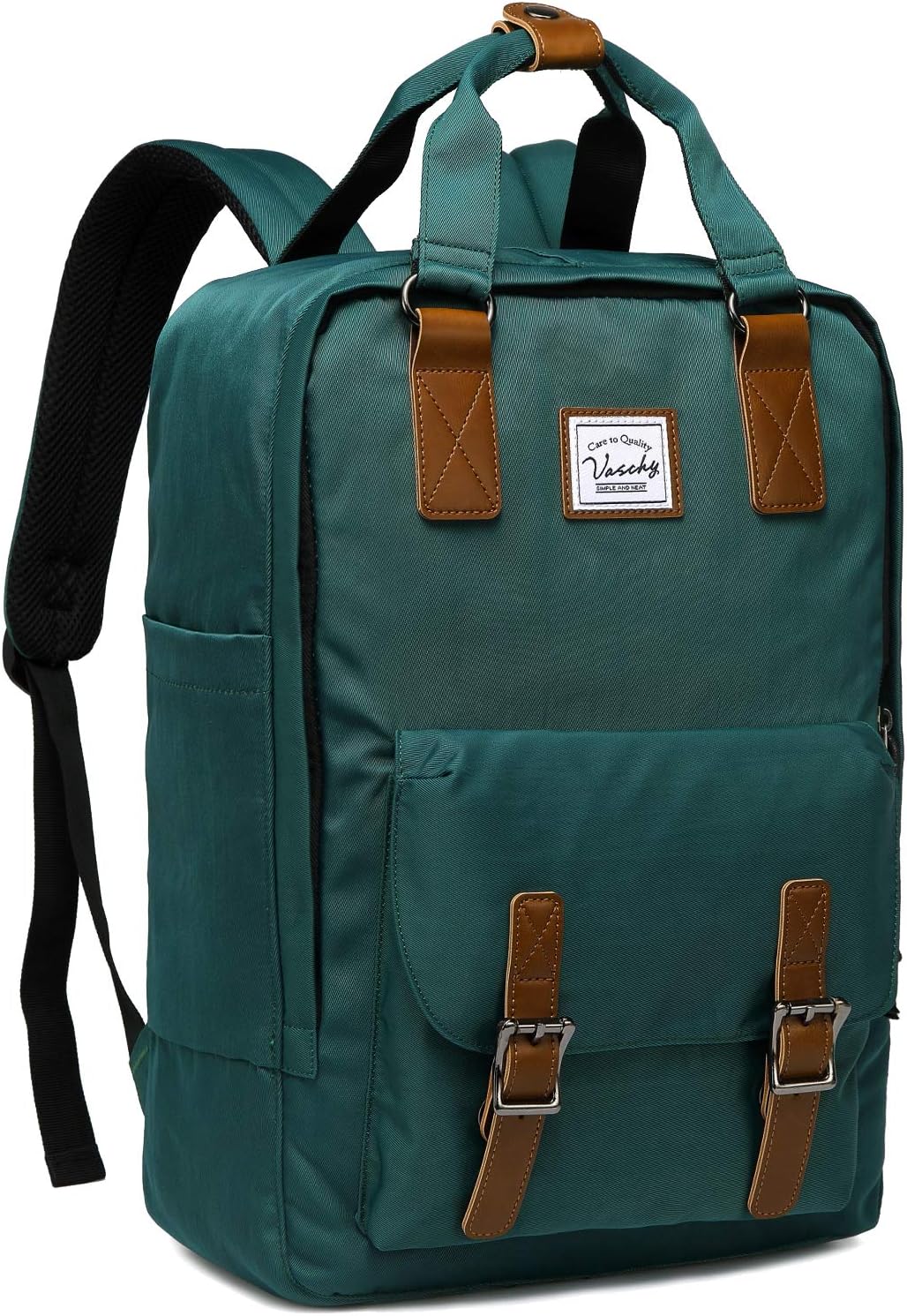 Lifestyle image featuring the vintage 15.6 inch laptop backpack with organizer pockets in an urban setting.