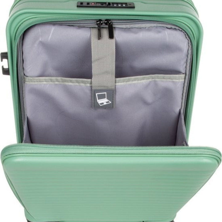 Stylish 2-piece hardshell luggage, designed for easy travel with a laptop compartment.