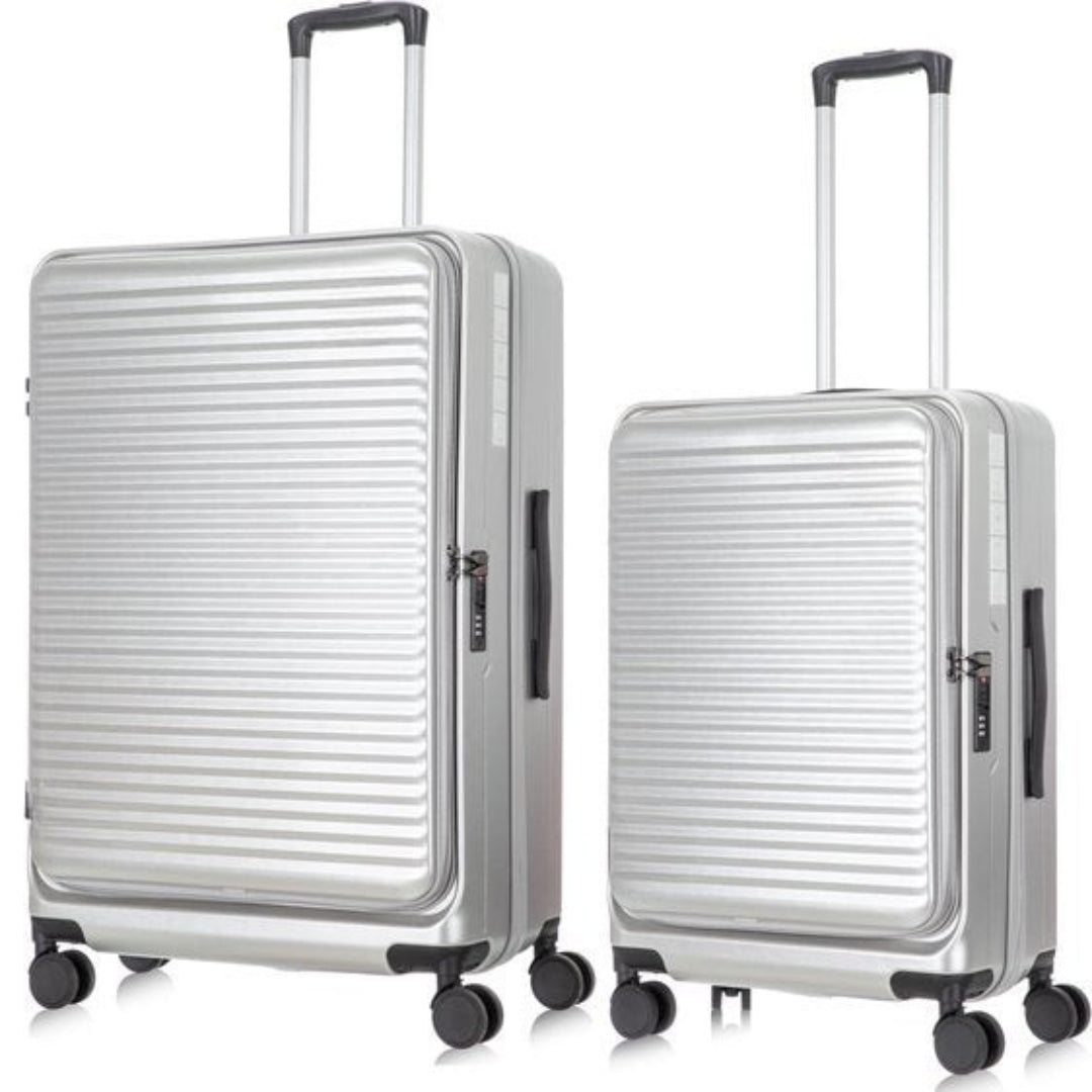 Travel 2-piece hardshell suitcase set, expandable with integrated TSA lock for business trips.