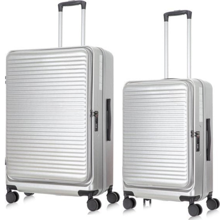 Travel 2-piece hardshell suitcase set, expandable with integrated TSA lock for business trips.