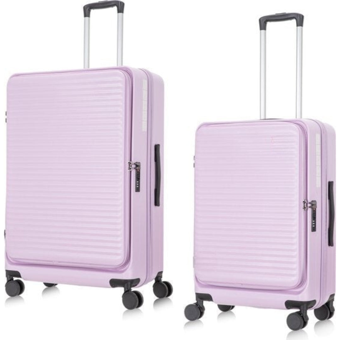 Modern hardshell travel set with smooth spinner wheels & dedicated laptop compartment for essentials.