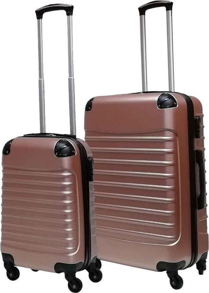 Compact and durable ABS hardshell 2-piece luggage set, including a carry-on for convenient travel.