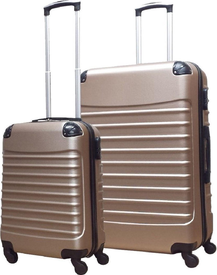 Sleek 2-piece ABS hardshell luggage set, durable and easy to maneuver for stress-free travel.
