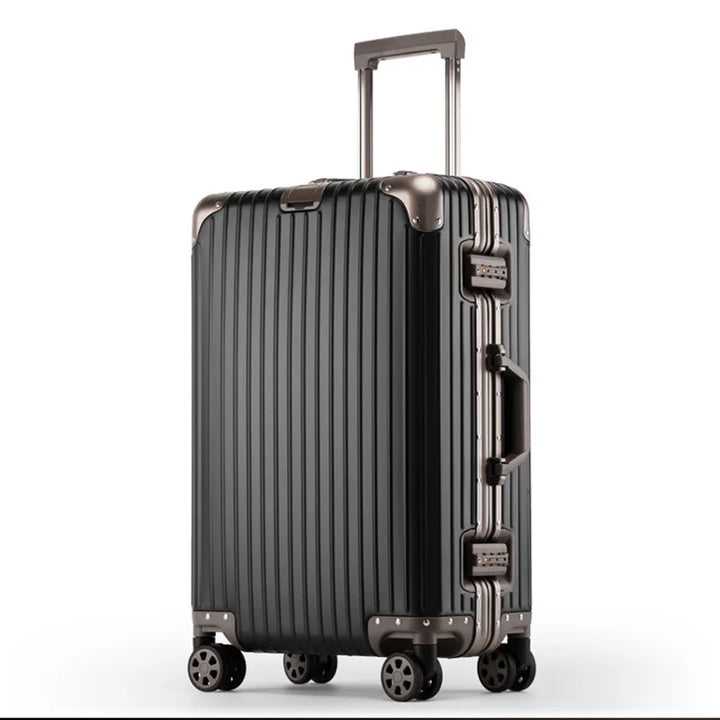 Secure aluminum-magnesium hard shell luggage, TSA lock, durable construction for worry-free travel.