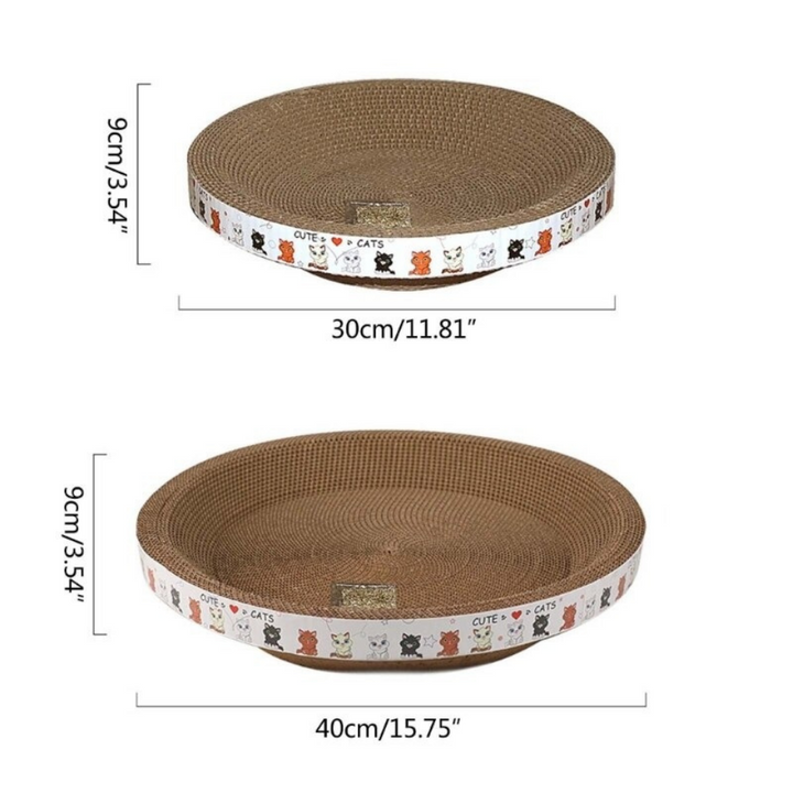 Cat's durable cardboard scratcher & lounge bed, a versatile piece of feline furniture for scratching & rest.
