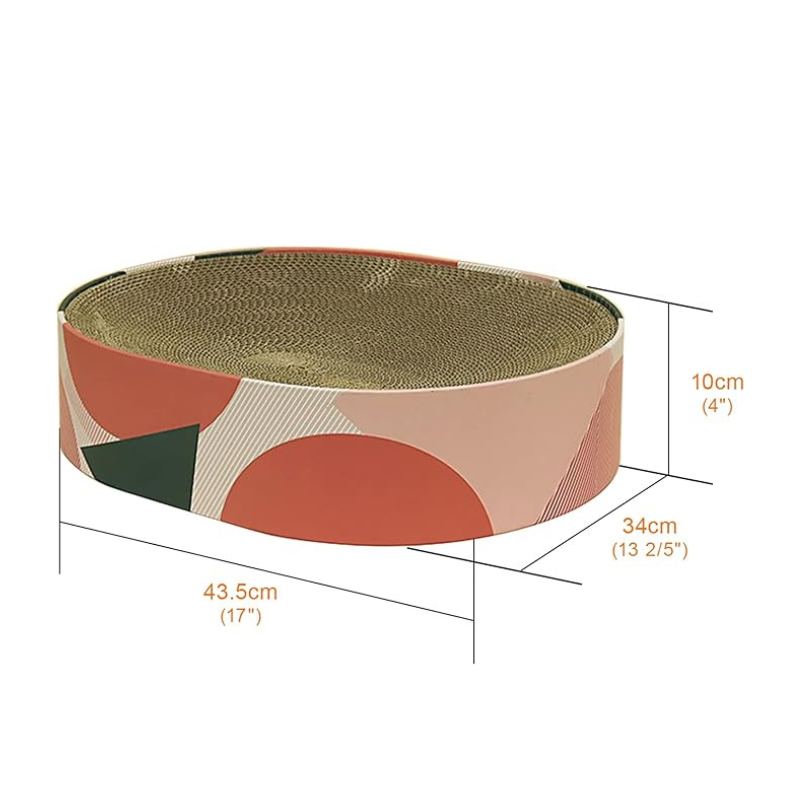 Stylish cat accessory: a durable cardboard scratching post and pet lounge bed, essential pet supplies for felines.
