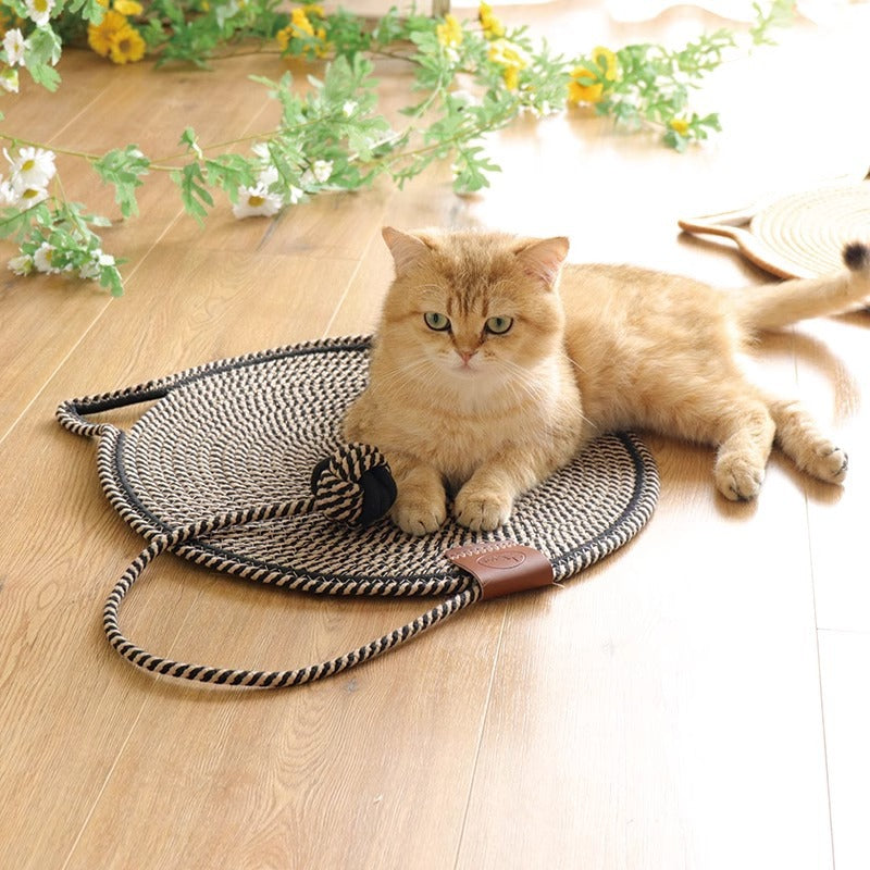 Durable cat scratching rug for furniture protection. Sisal playmat for feline health.