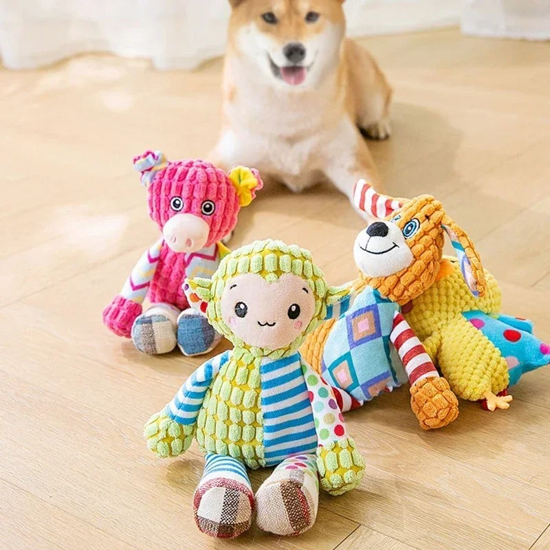 Durable dog squeaker plush toy for aggressive chewers, promoting long-lasting fun.