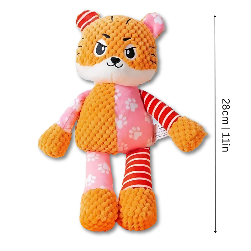 Soft plush squeaker pet toy, safe and durable for all dogs' interactive fun & playtime.